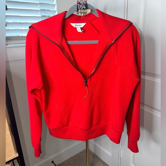 SPANX Tops - 54. SPANX Bright Red Half-Zip Pullover